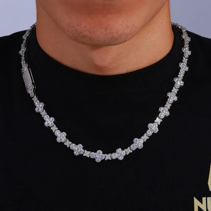 10mm Star & Cross Moissanite Necklace – S925 Sterling Silver Iced-Out Women’s Luxury Hip Hop Streetwear Jewelry - CaratixJewelry
