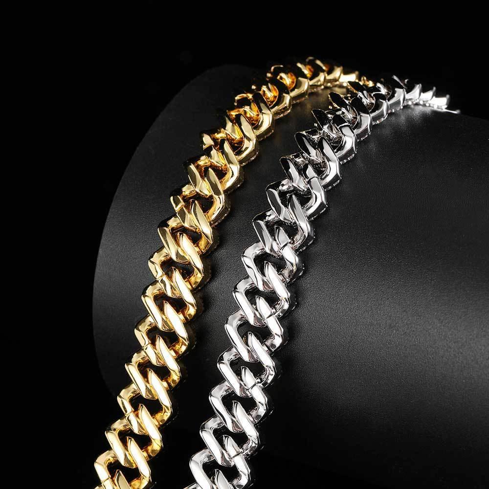 12mm Double Row Iced Out Cuban Chain Zircon Hip Hop Necklace - CaratixJewelry
