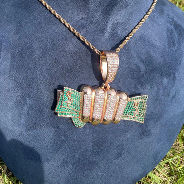 Men's "Secure the Bag" Necklace | Premium Copper CZ Money Grip Jewelry Caratix - CaratixJewelry