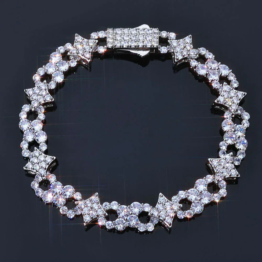 12mm Iced Out Star Figure 8 Bracelet Zircon Rapper Iced Out Chain Style | Caratix Jewelry - CaratixJewelry