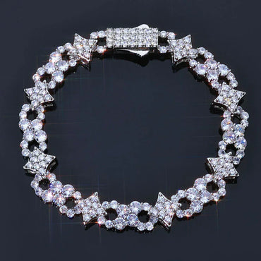 12mm Iced Out Star Figure 8 Bracelet Zircon Rapper Iced Out Chain Style | Caratix Jewelry - CaratixJewelry