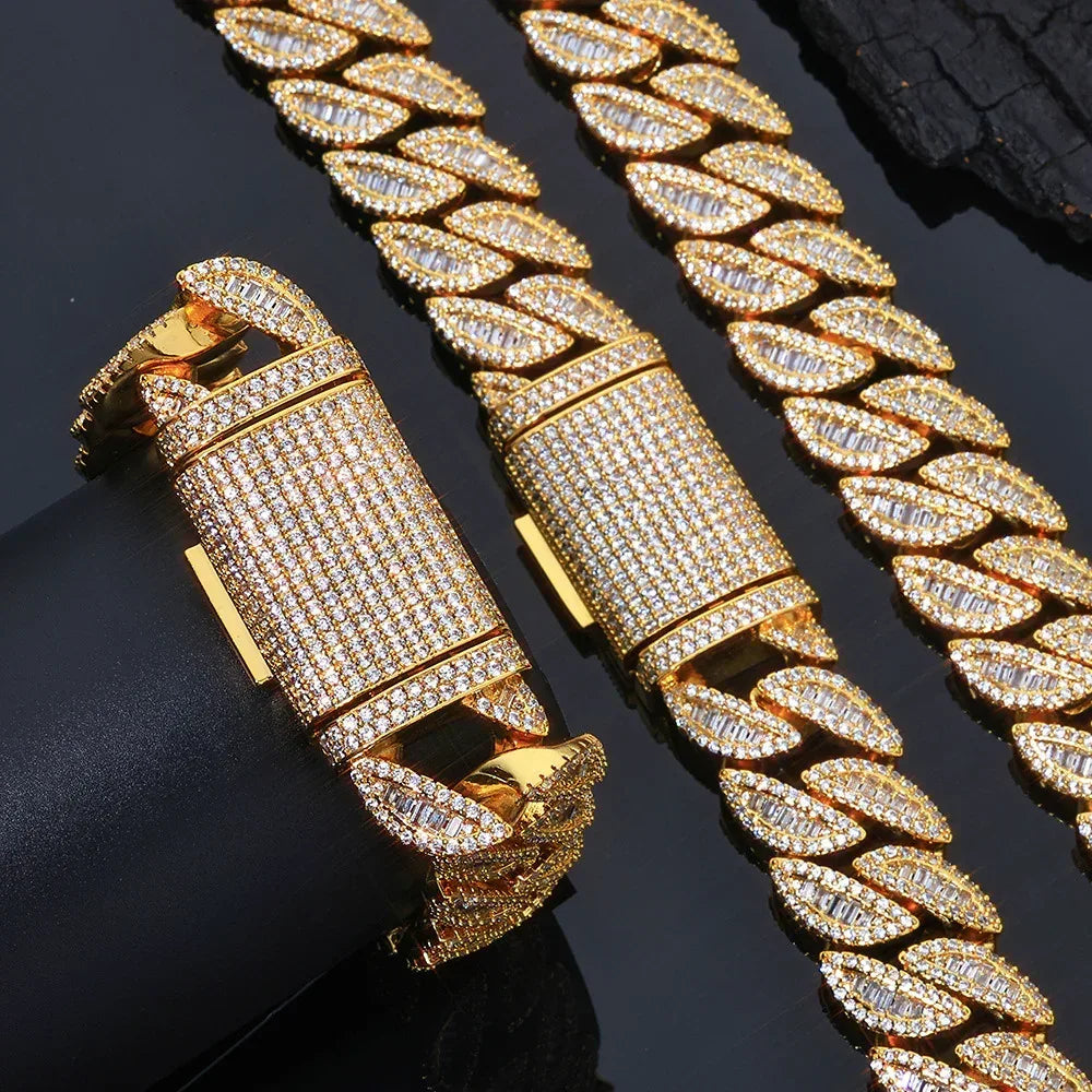 20mm T-Cut Moissanite Cuban Link Chain – Custom S925 Sterling Silver Iced-Out Hip Hop Men’s Streetwear Necklace - CaratixJewelry