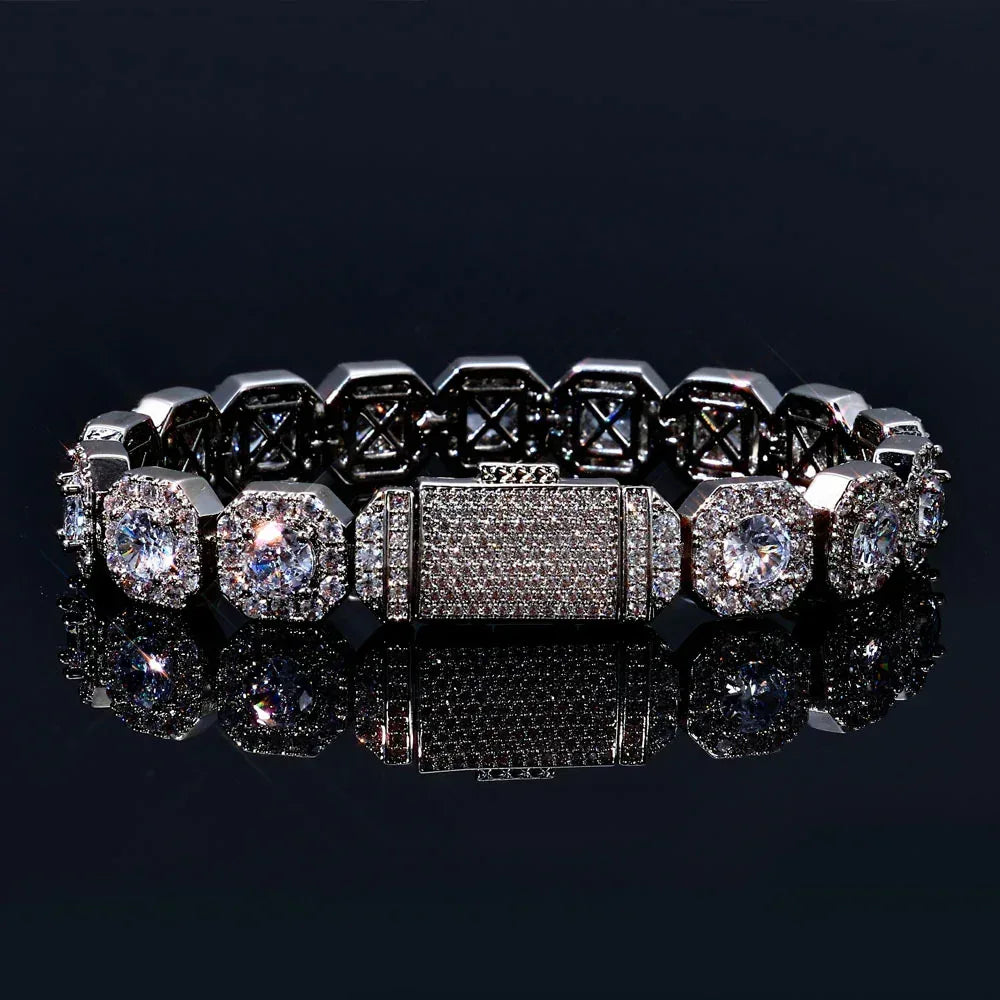 10mm Square Tennis Chain Iced-Out Zircon Bracelet for Men | Caratix Jewelry - CaratixJewelry