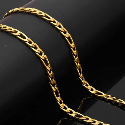 Custom Stainless Steel Figaro Chain Necklace with Box Clasp for Men | Caratix Jewelry - CaratixJewelry