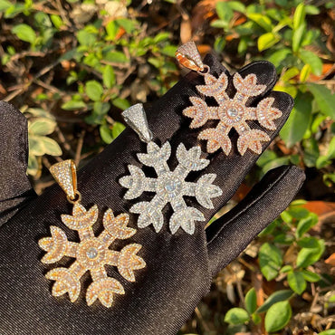 Iced Out 3D Snowflake Pendant | Men's Sub-Zero Glacier Necklace | Premium Copper CZ Frostbite Jewelry | Cold Hearted Bling | Caratix - CaratixJewelry