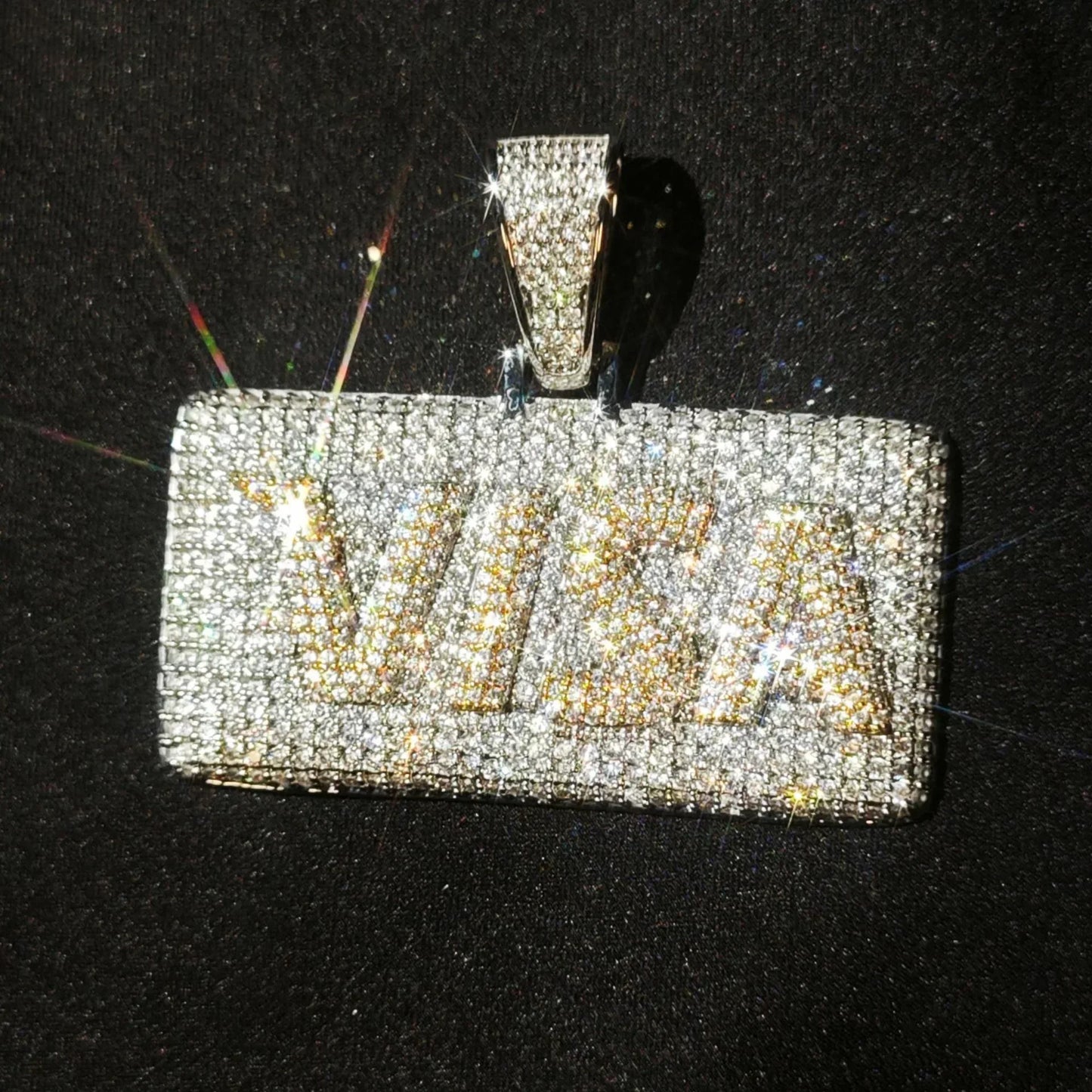 Iced Out VISA Credit Card Pendant Necklace – Hip Hop Double-Layer CZ Dog Tag Jewelry - CaratixJewelry
