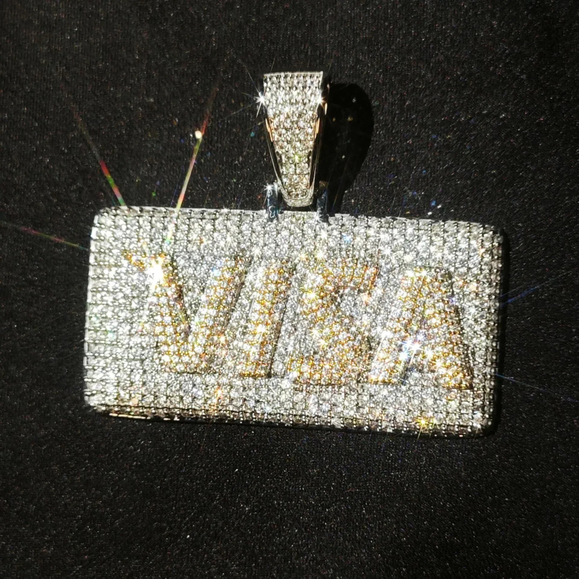 Iced Out VISA Credit Card Pendant Necklace – Hip Hop Double-Layer CZ Dog Tag Jewelry - CaratixJewelry