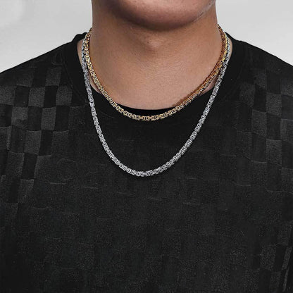4mm Stainless Steel Byzantine Chain Necklace for Men | Caratix Jewelry - CaratixJewelry