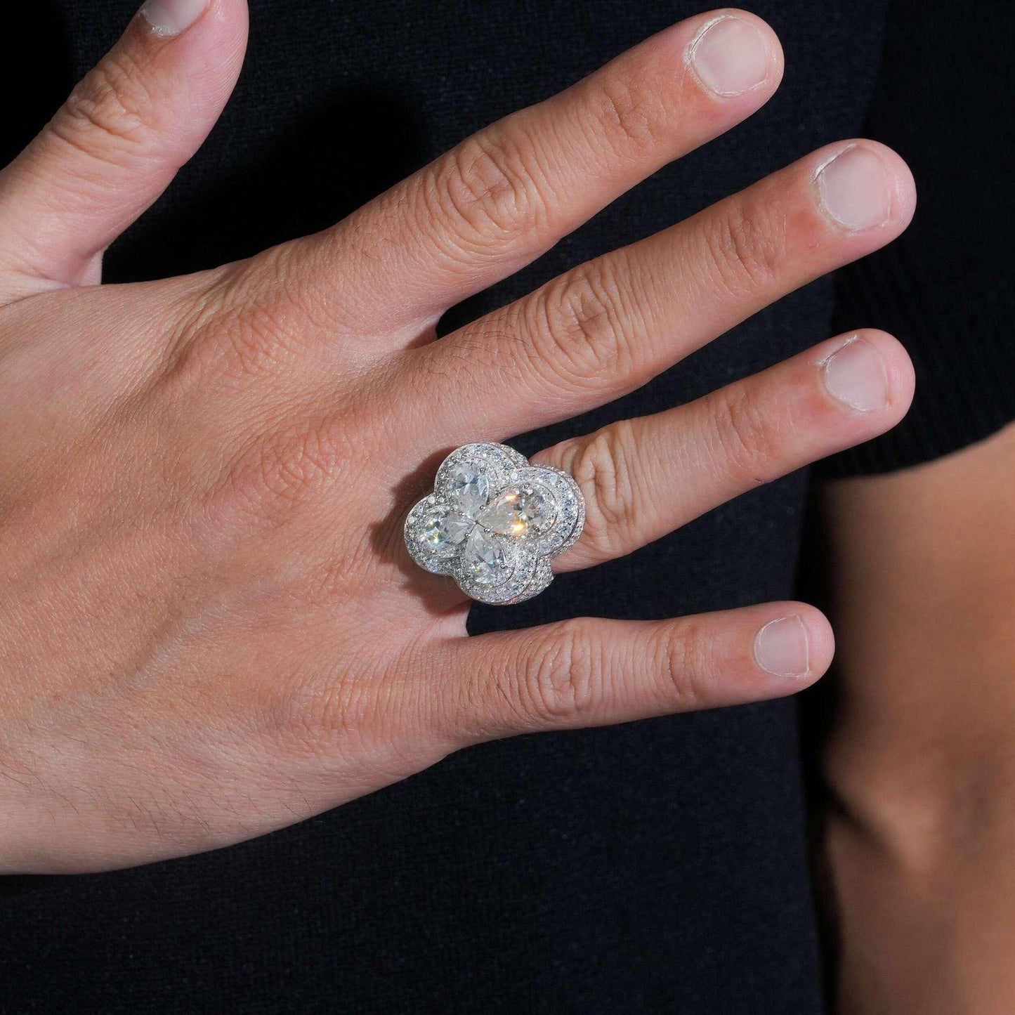 Flower Moissanite Men’s Ring | S925 Silver Luxury Iced Out Hip Hop Jewelry - CaratixJewelry