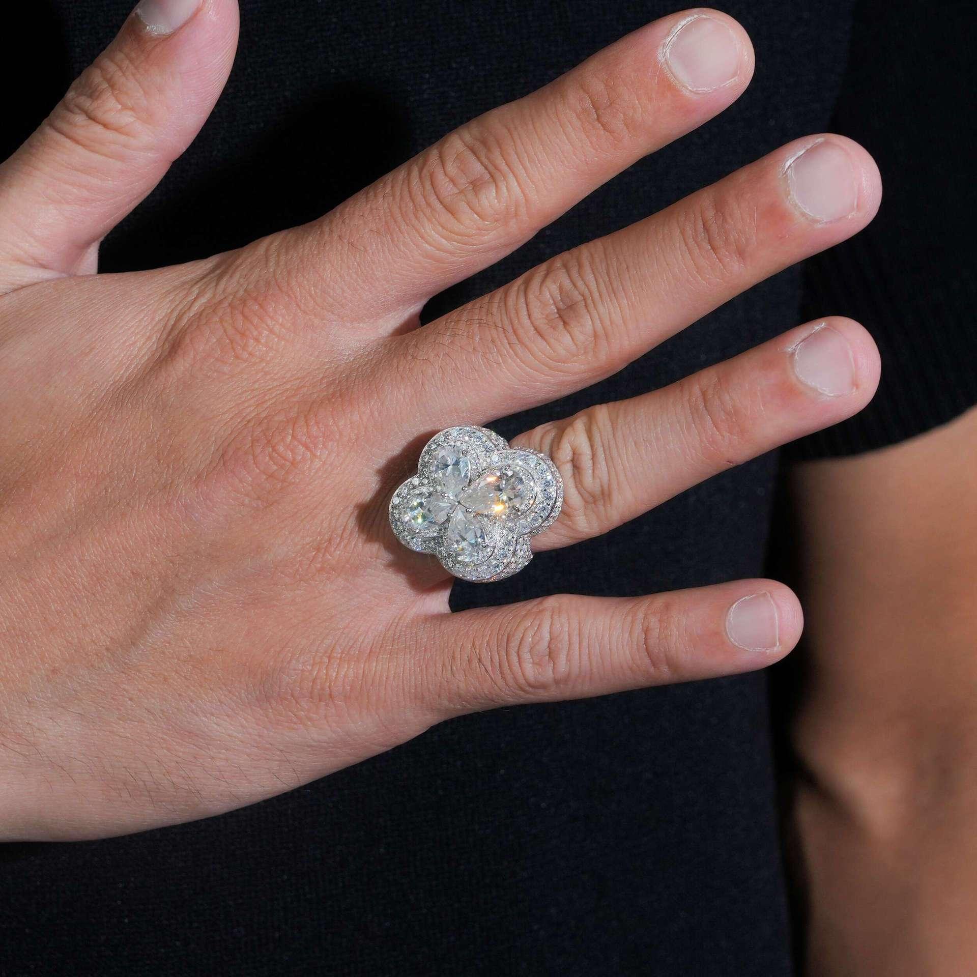 Flower Moissanite Men’s Ring | S925 Silver Luxury Iced Out Hip Hop Jewelry - CaratixJewelry