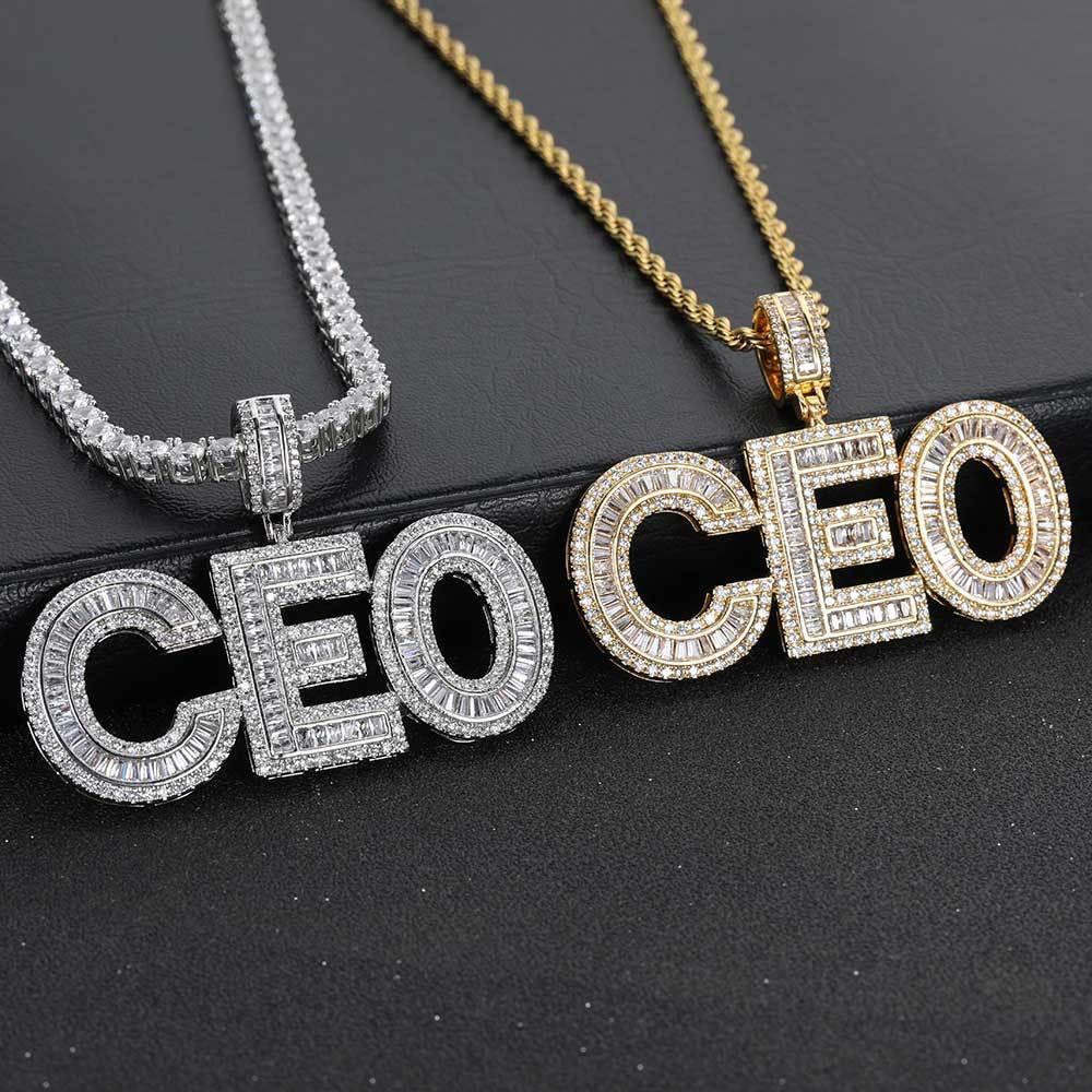 Large Iced-Out Letter and Number Pendant Necklace with Micro-Pave Zircon for Men | Creative Hip Hop Jewelry | Caratix Jewelry - CaratixJewelry