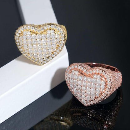 Princess-Cut Moissanite Heart Ring | S925 Silver Hip Hop Fashion Jewelry - CaratixJewelry