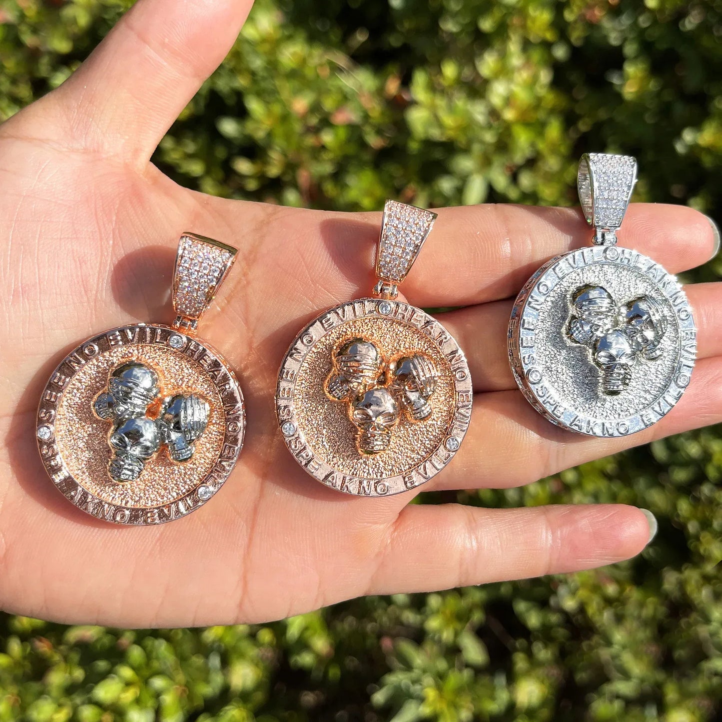 Men's Hardcore Hip Hop Necklace | Premium Copper CZ Skeleton Jewelry - CaratixJewelry