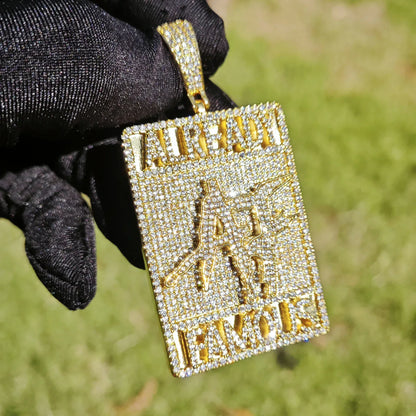 Iced Out Letter Dog Tag Pendant Necklace – Hip Hop CZ Streetwear Jewelry - CaratixJewelry
