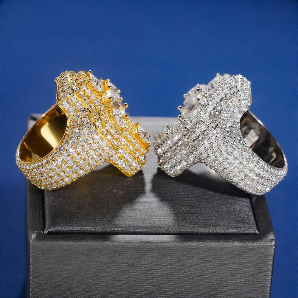 Men’s D-Color VVS Moissanite Ring | S925 Silver Full Iced Out Hip Hop Jewelry - CaratixJewelry