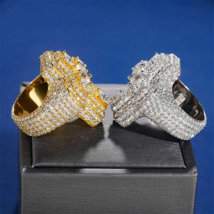 Men’s D-Color VVS Moissanite Ring | S925 Silver Full Iced Out Hip Hop Jewelry - CaratixJewelry