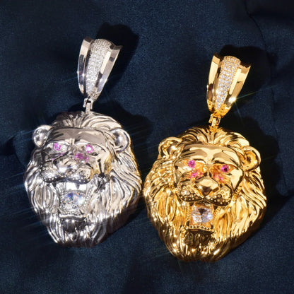 Iced Out Lion Head Pendant Necklace for Men – Solid Copper CZ Hip Hop Jewelry - CaratixJewelry