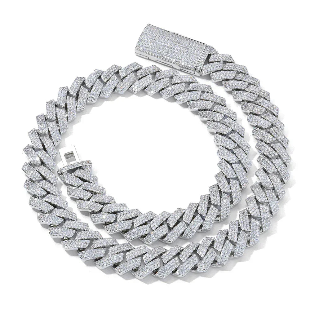 Triple-Row Moissanite -Cut Cuban Link Chain – Custom S925 Sterling Silver Iced-Out Hip Hop Men’s Streetwear Necklace - CaratixJewelry