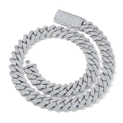 Triple-Row Moissanite -Cut Cuban Link Chain – Custom S925 Sterling Silver Iced-Out Hip Hop Men’s Streetwear Necklace - CaratixJewelry
