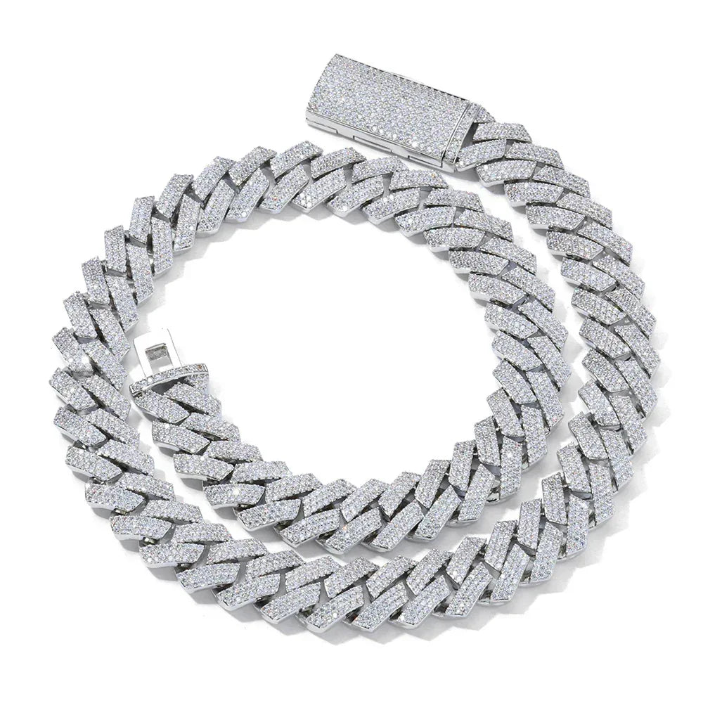 16mm 3-Row Full Zircon Iced Out Cuban Chain Necklace - CaratixJewelry