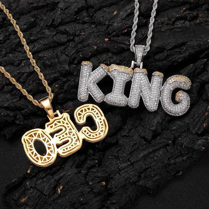 DIY Christmas Letter Pendant Necklace with Zircon Stones for Men | Caratix Jewelry - CaratixJewelry
