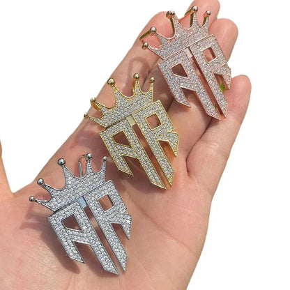 Men's Double R "Real Rich" Necklace | Premium Copper CZ King Medallion Caratix - CaratixJewelry
