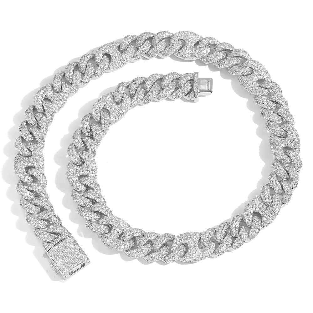 15mm 3:1 Pig Nose Bubble Cuban Chain Zircon Hip Hop Necklace for Men | Caratix Jewelry - CaratixJewelry