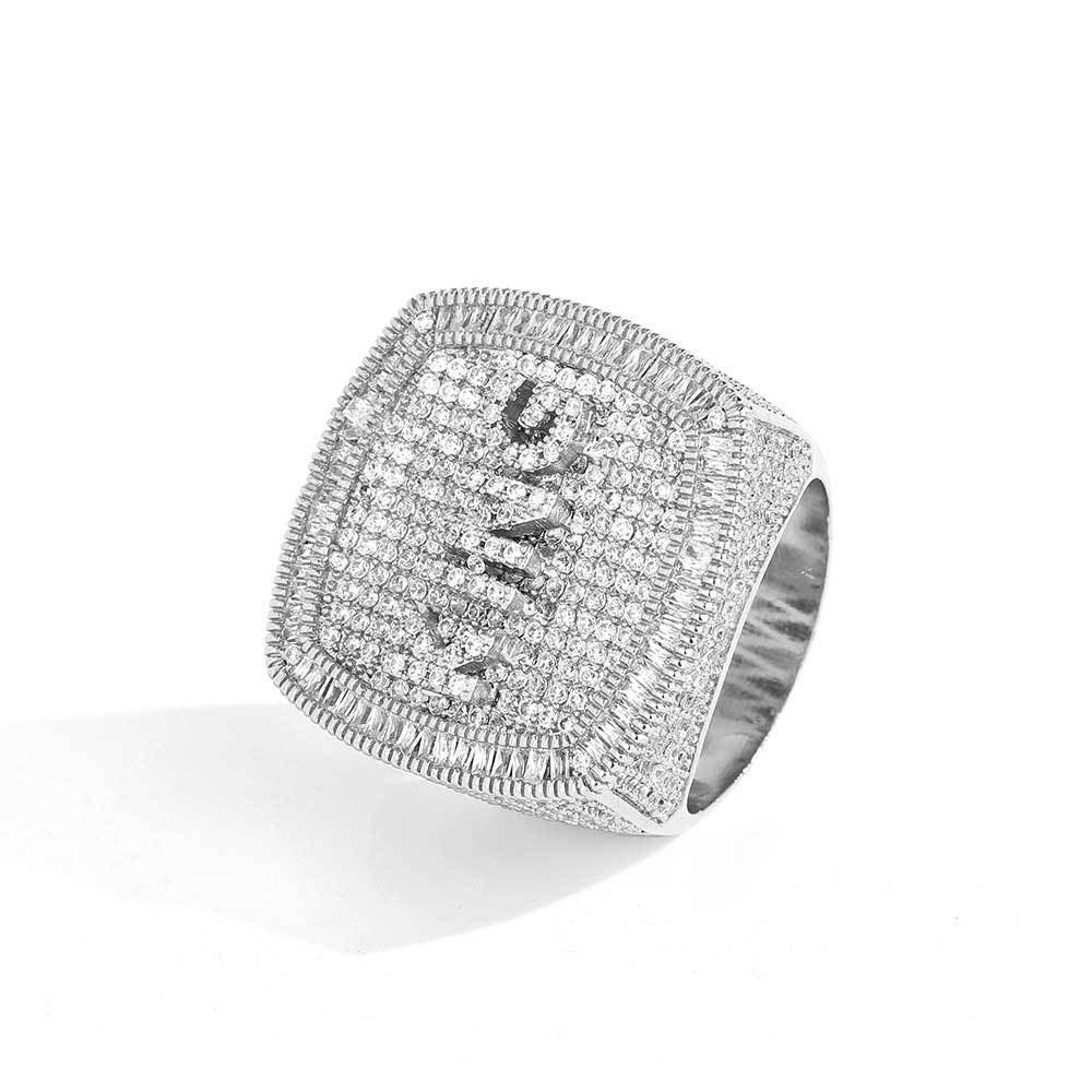 Custom DIY Alphabet Zircon Ring for Men | Trendy Hip Hop Jewelry with Copper Setting | Caratix Jewelry - CaratixJewelry