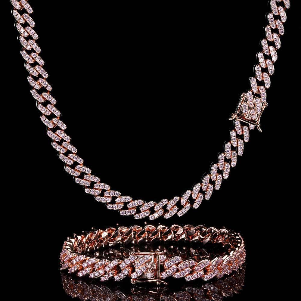 9mm Single Row Cuban Chain Necklace Zircon - CaratixJewelry
