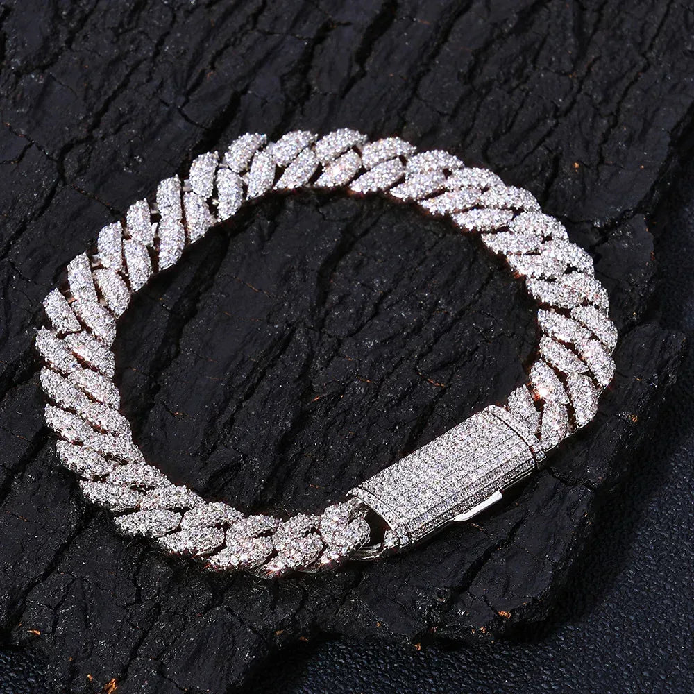 Custom 10mm Triple Row Cuban Chain Bracelet - CaratixJewelry