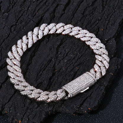 Custom 10mm Triple Row Cuban Chain Bracelet - CaratixJewelry