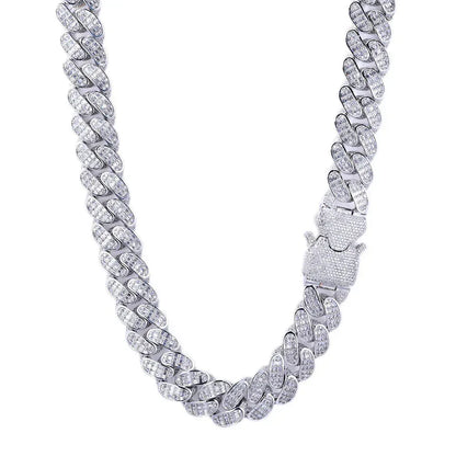 Triple-Row T-Cut Moissanite Cuban Link Chain – S925 Sterling Silver Iced-Out Hip Hop Men’s Luxury Streetwear Necklace - CaratixJewelry