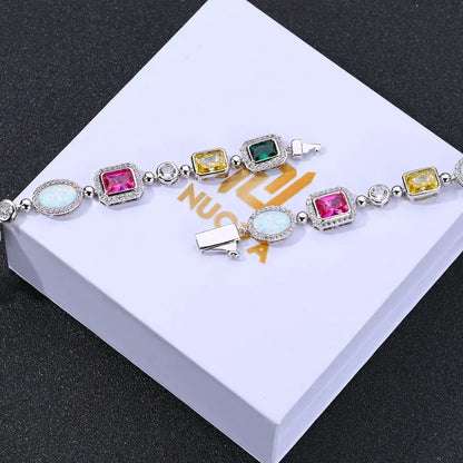 Colorful Gemstone Zircon Bracelet Luxury Hip Hop Jewelry for Men & Women | Caratix Jewelry - CaratixJewelry