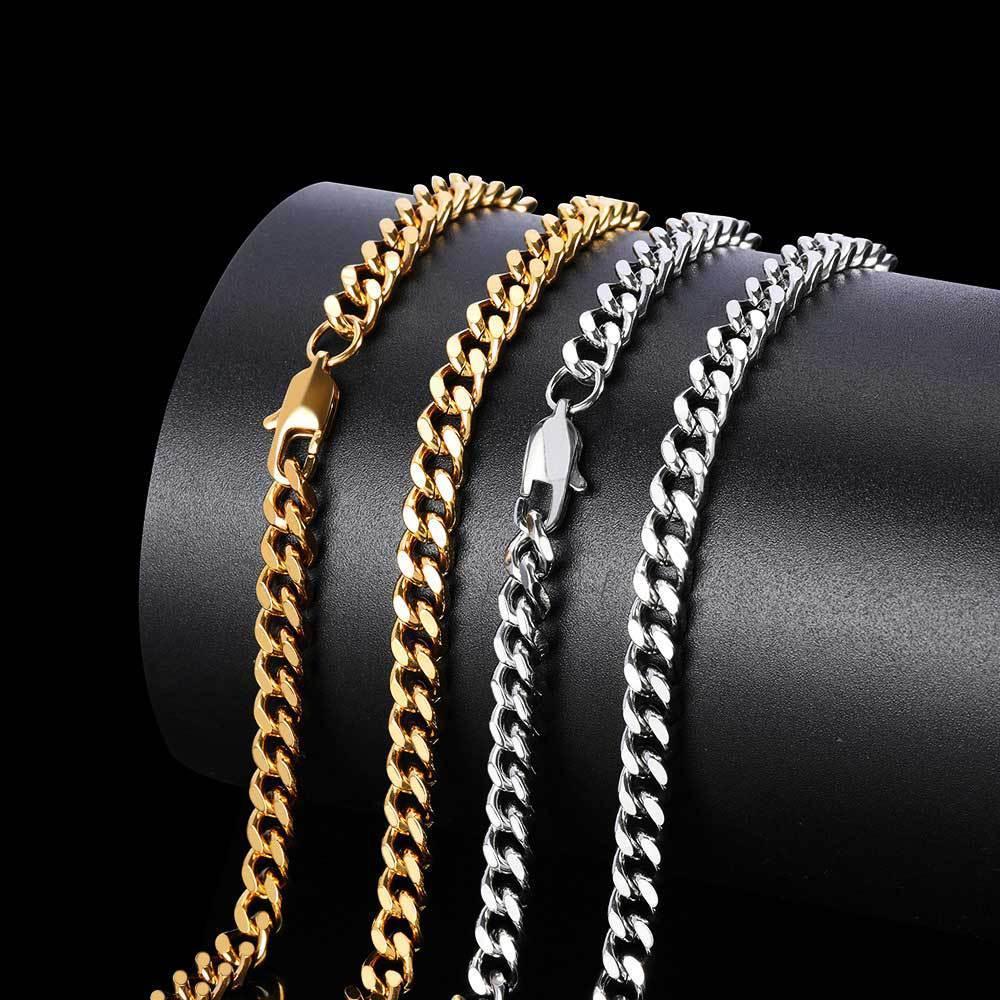 6mm Four-Sided Cut Cuban Chain Necklace with Box Clasp for Men | Caratix Jewelry - CaratixJewelry