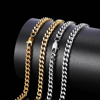 6mm Four-Sided Cut Cuban Chain Necklace with Box Clasp for Men | Caratix Jewelry - CaratixJewelry