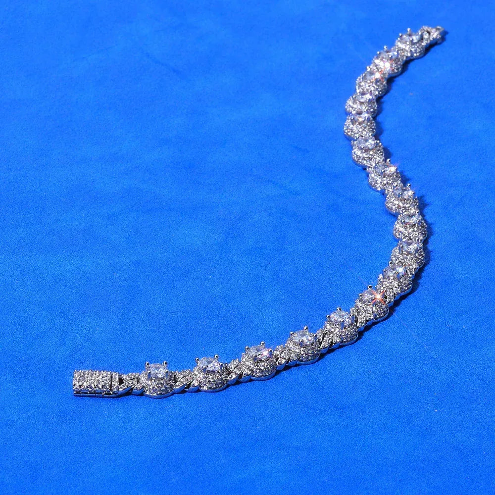 7.5mm Bead Cuban Bracelet Zircon Gold Chain Rapper Style for Men | Caratix Jewelry - CaratixJewelry