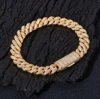Custom 10mm Triple Row Cuban Chain Bracelet - CaratixJewelry