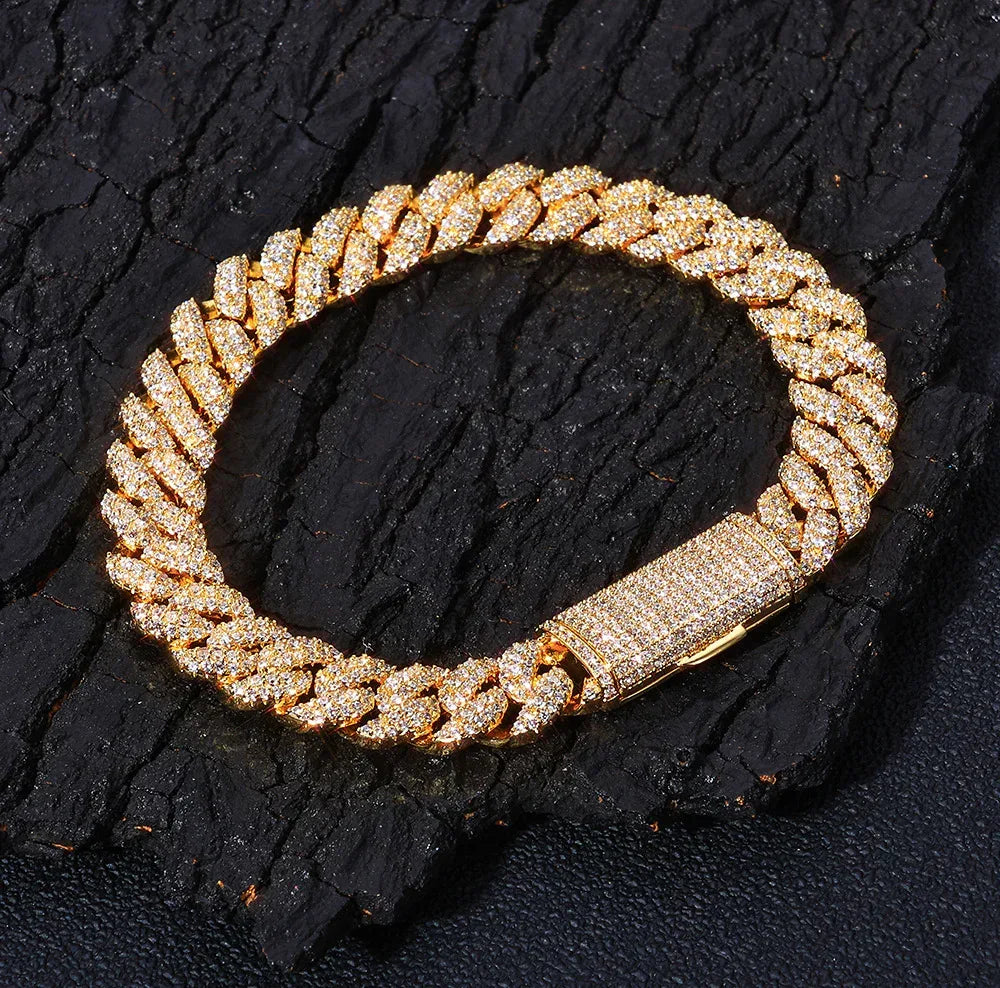 Custom 10mm Triple-Row Iced Cuban Link Gold Chain - CaratixJewelry