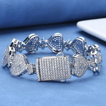 15mm Money Bag Cuban Bracelet Zircon Rapper Chain - CaratixJewelry