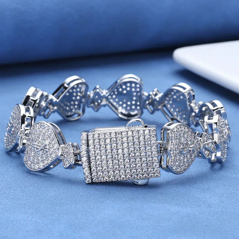 15mm Money Bag Cuban Bracelet Zircon Rapper Chain - CaratixJewelry