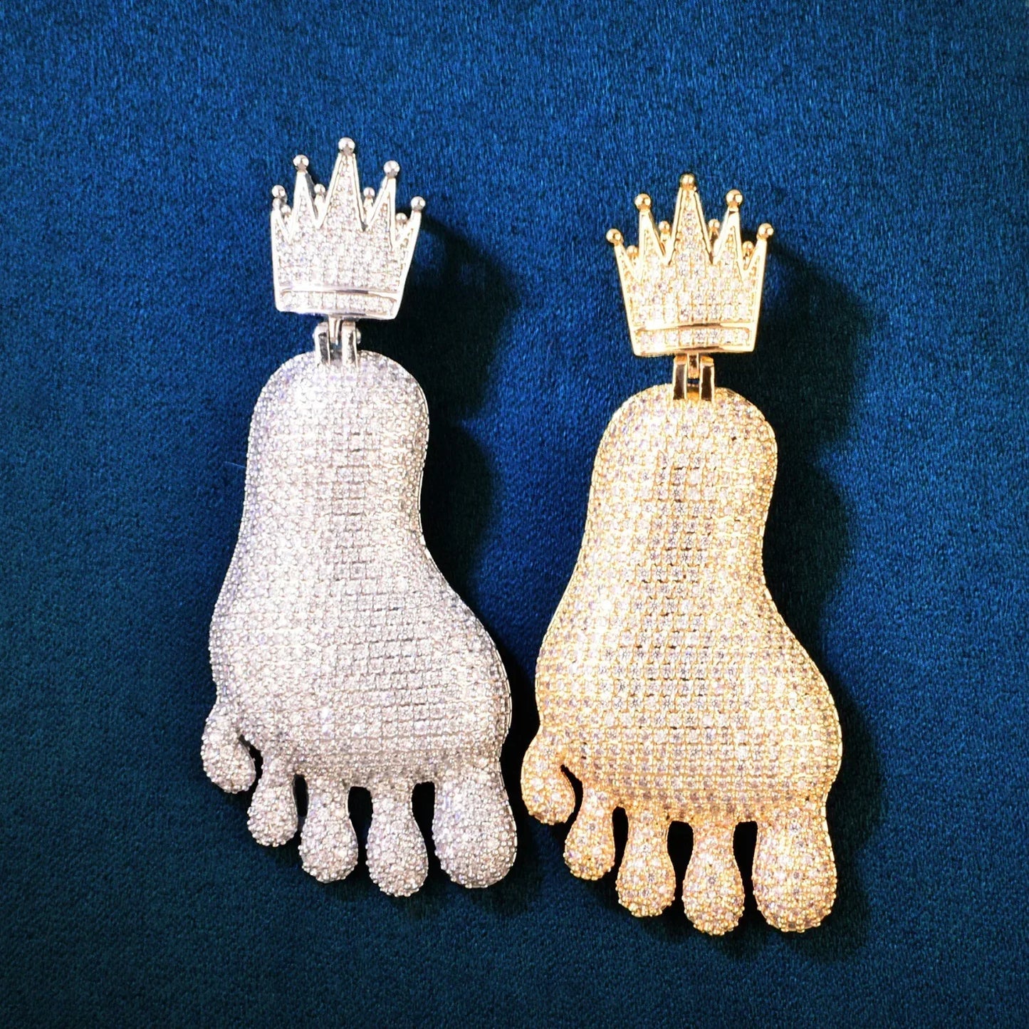 Iced Out Footprint Pendant Necklace | CZ Hip Hop Unisex Trendy Jewelry - CaratixJewelry