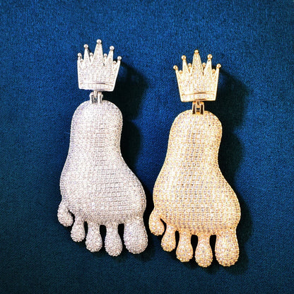 Iced Out Footprint Pendant Necklace | CZ Hip Hop Unisex Trendy Jewelry - CaratixJewelry