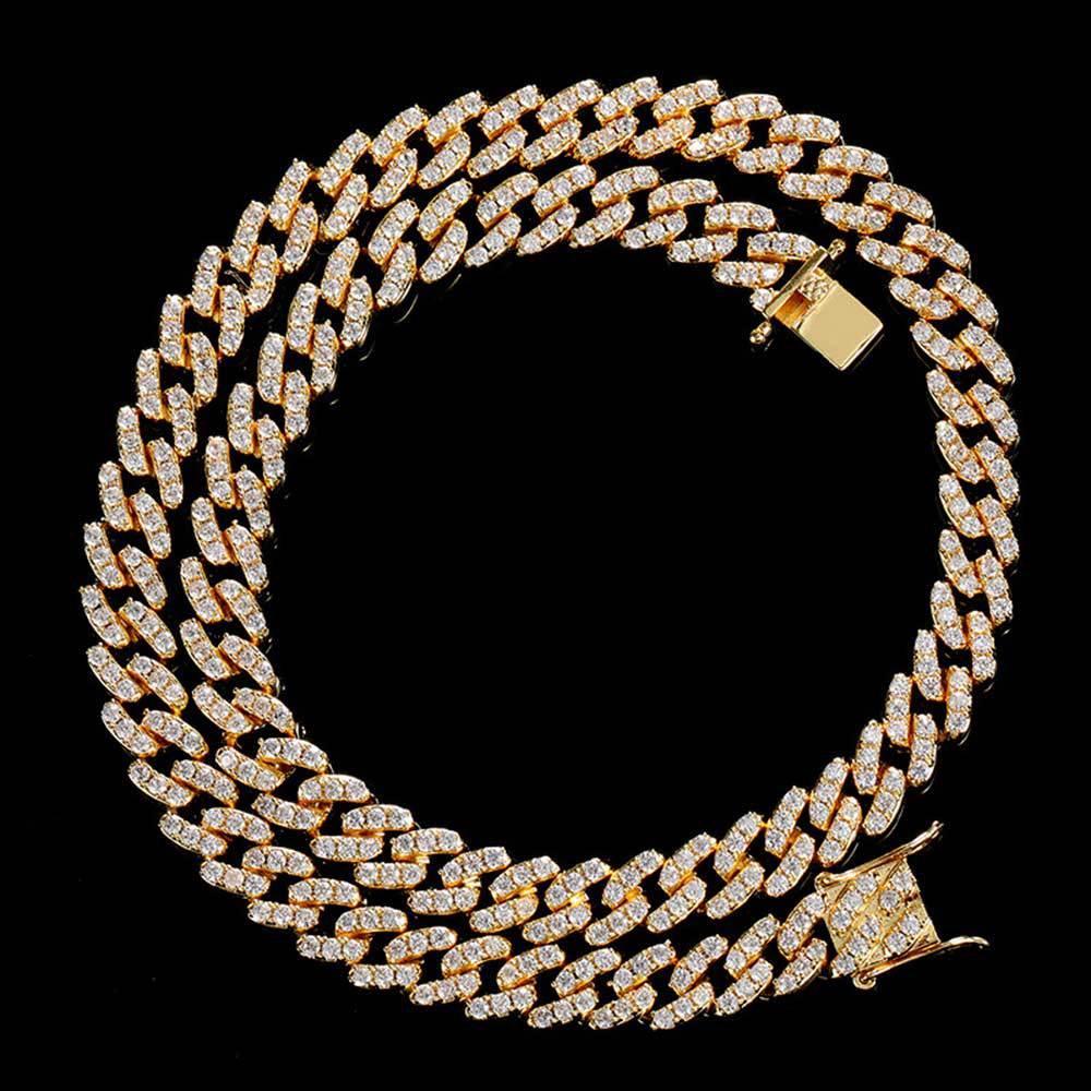 9mm Single Row Cuban Chain Zircon Bling Jewelry Necklace - CaratixJewelry