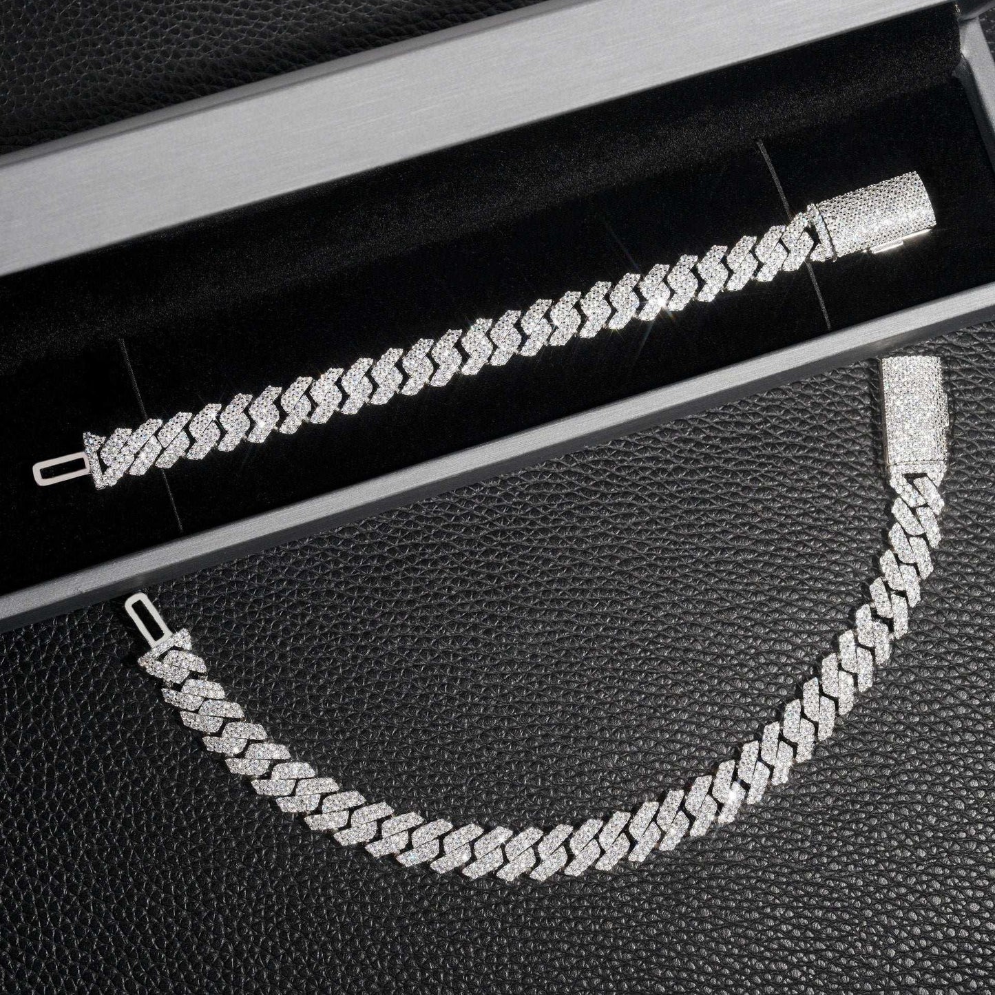 10mm D-Shape Moissanite Cuban Link Necklace | S925 Silver Iced Out Chain - CaratixJewelry
