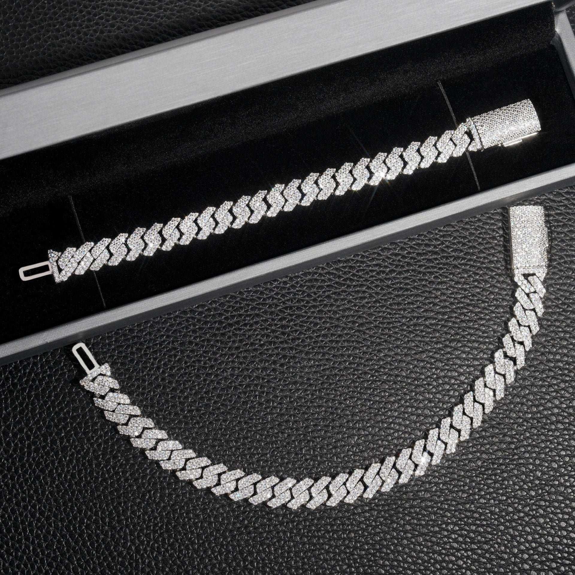 10mm D-Shape Moissanite Cuban Link Necklace | S925 Silver Iced Out Chain - CaratixJewelry