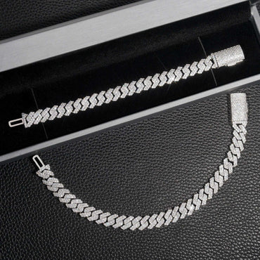 10mm D-Shape Moissanite Cuban Link Necklace | S925 Silver Iced Out Chain - CaratixJewelry