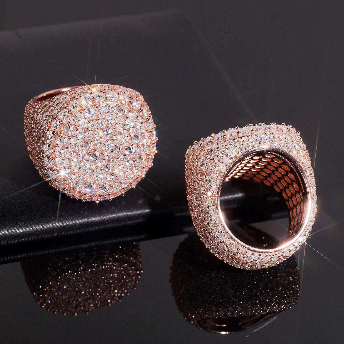 Round Moissanite Men’s Ring | S925 Silver Iced Out Hip Hop Fashion Jewelry - CaratixJewelry