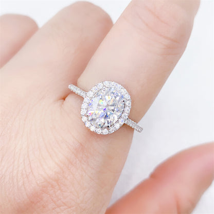 2026 Summer New S925 Silver 2ct Oval Moissanite Ring | Oval Cut D Color VVS1 | Caratix