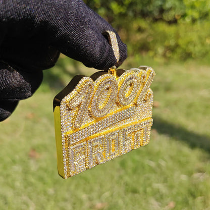 Iced Out 100% Letter Pendant Necklace – Hip Hop CZ Streetwear Jewelry - CaratixJewelry