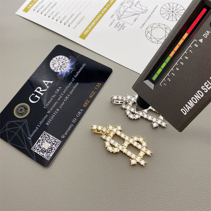 S925 Sterling Silver Moissanite Dollar Sign Pendant | Iced Out Money Charm | Caratix